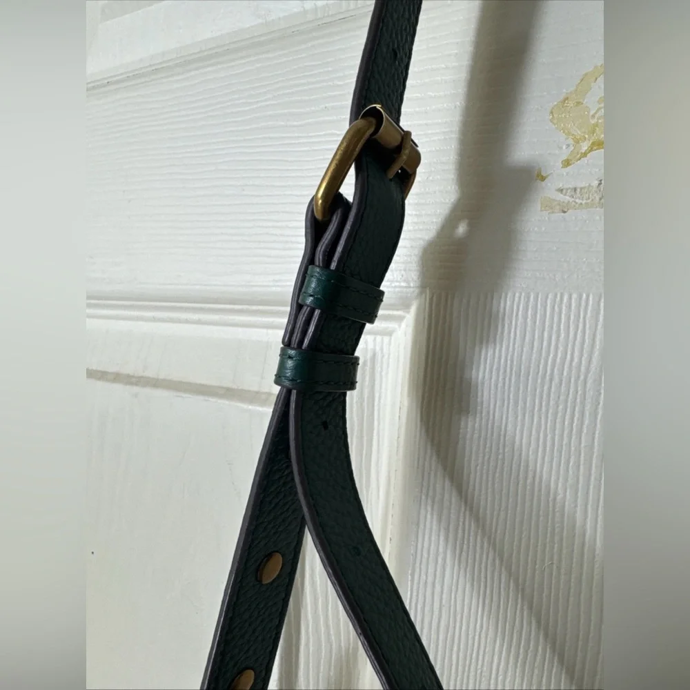 American Leather & Co Green Crossbody Bag Genuine Leather Excellent Condition - Picture 7 of 15